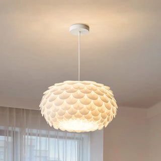 ZOWALA - Modern Metal White Flakes Drum Bedroom Pendant Light Image - 4