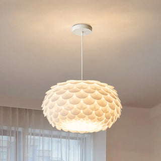 ZOWALA - Modern Metal White Flakes Drum Bedroom Pendant Light Image - 5