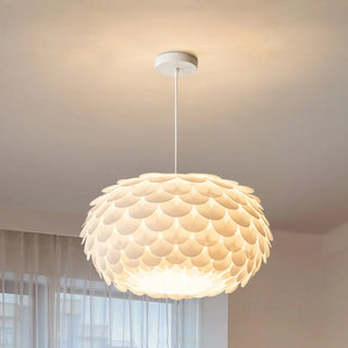 ZOWALA - Modern Metal White Flakes Drum Bedroom Pendant Light Image - 6