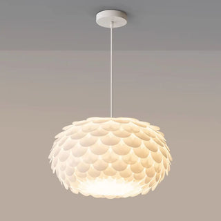 ZOWALA - Modern Metal White Flakes Drum Bedroom Pendant Light Image - 7