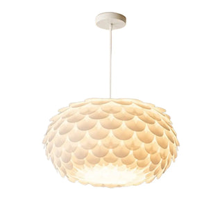 ZOWALA - Modern Metal White Flakes Drum Bedroom Pendant Light Image - 8