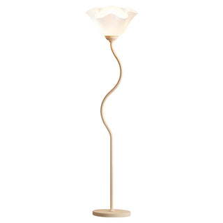 Stylish White Floral Shade Curved Stem Floor Lamp Zawala Image - 12