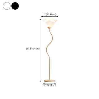 Stylish White Floral Shade Curved Stem Floor Lamp Zawala #size