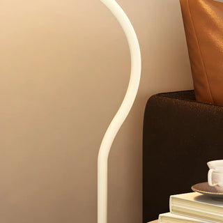 Stylish White Floral Shade Curved Stem Floor Lamp Zawala Image - 9