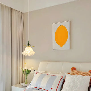 ZOWALA - Modern Bedroom Flower White Petal Glass Pendant Light Image - 1
