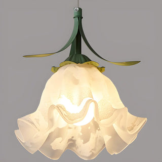 ZOWALA - Modern Bedroom Flower White Petal Glass Pendant Light Image - 12