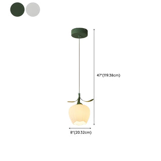 ZOWALA - Modern Bedroom Flower White Petal Glass Pendant Light Image - 16