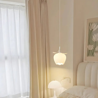 ZOWALA - Modern Bedroom Flower White Petal Glass Pendant Light Image - 3