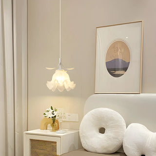 ZOWALA - Modern Bedroom Flower White Petal Glass Pendant Light Image - 4