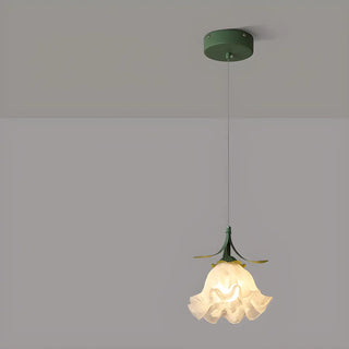 ZOWALA - Modern Bedroom Flower White Petal Glass Pendant Light Image - 9