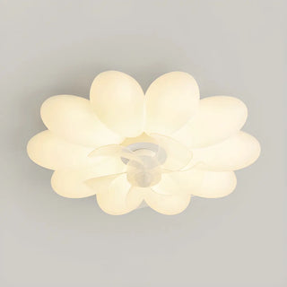 Bedroom Elegant White Flower LED Ceiling Fan with Light Image - 10