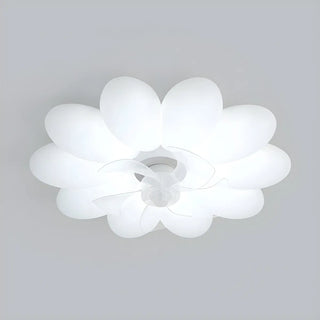 Bedroom Elegant White Flower LED Ceiling Fan with Light Image - 11
