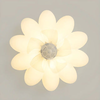 Bedroom Elegant White Flower LED Ceiling Fan with Light Image - 13