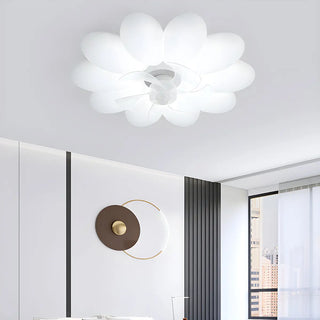 Bedroom Elegant White Flower LED Ceiling Fan with Light Image - 3