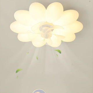 Bedroom Elegant White Flower LED Ceiling Fan with Light Image - 4