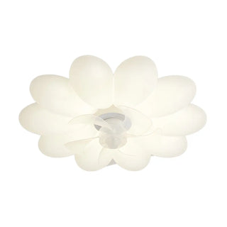Bedroom Elegant White Flower LED Ceiling Fan with Light Image - 5