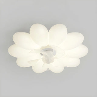 Bedroom Elegant White Flower LED Ceiling Fan with Light Image - 9