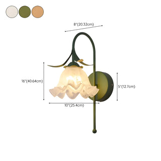 Frosted Glass Floral Wood Color Bedroom Wall Sconce Zawala #size