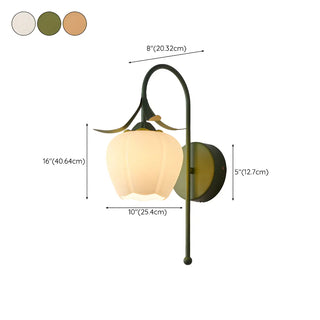 Frosted Glass Floral Wood Color Bedroom Wall Sconce Zawala Image - 23