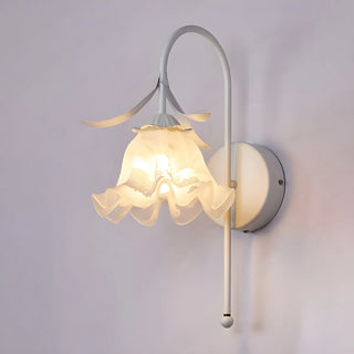 Frosted Glass Floral Wood Color Bedroom Wall Sconce Zawala Image - 5