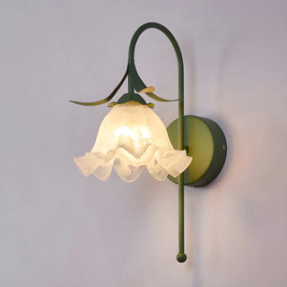 Frosted Glass Floral Wood Color Bedroom Wall Sconce Zawala Image - 6