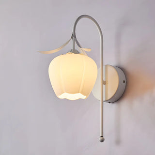 Frosted Glass Floral Wood Color Bedroom Wall Sconce Zawala Image - 8