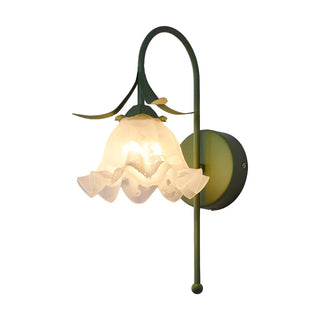 Frosted Glass Floral Wood Color Bedroom Wall Sconce Zawala Image - 9