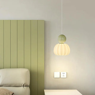 Modern Green Frosted Glass Globe Bedroom Pendant Light Zawala Image - 1