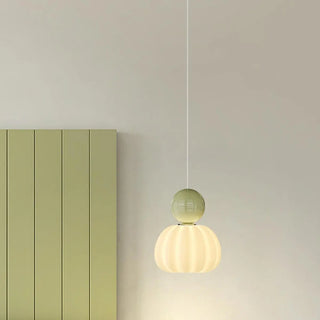 Modern Green Frosted Glass Globe Bedroom Pendant Light Zawala Image - 2