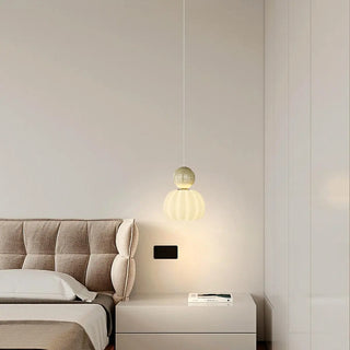Modern Green Frosted Glass Globe Bedroom Pendant Light Zawala Image - 5