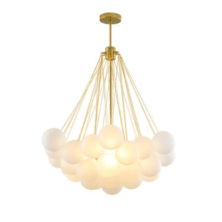 ZOWALA - White Glass Dining Room Gold 3-Light Bubble Chandelier Image - 9