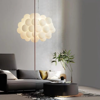 White Glass Cluster Dining Room Adjustable Bubble Chandelier Image - 14