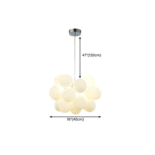 White Glass Cluster Dining Room Adjustable Bubble Chandelier #size