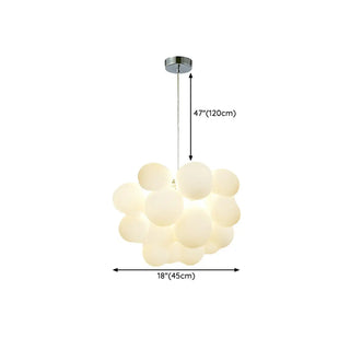 White Glass Cluster Dining Room Adjustable Bubble Chandelier Image - 17