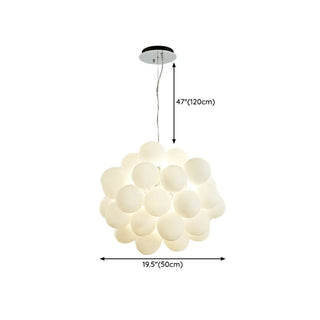 White Glass Cluster Dining Room Adjustable Bubble Chandelier Image - 18