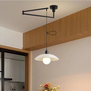 ZOWALA - Modern Dining Room White Dome Adjustable Arm Pendant Light Image - 1