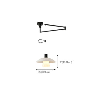 ZOWALA - Modern Dining Room White Dome Adjustable Arm Pendant Light Image - 16