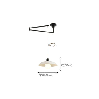 ZOWALA - Modern Dining Room White Dome Adjustable Arm Pendant Light Image - 17