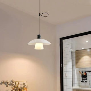 ZOWALA - Modern Dining Room White Dome Adjustable Arm Pendant Light Image - 2