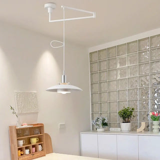 ZOWALA - Modern Dining Room White Dome Adjustable Arm Pendant Light Image - 4