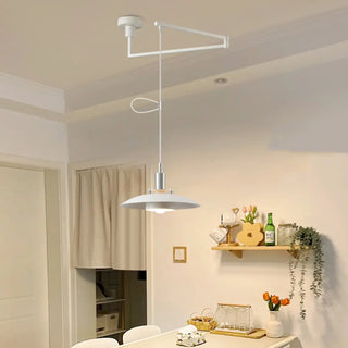 ZOWALA - Modern Dining Room White Dome Adjustable Arm Pendant Light Image - 5
