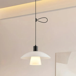 ZOWALA - Modern Dining Room White Dome Adjustable Arm Pendant Light Image - 6