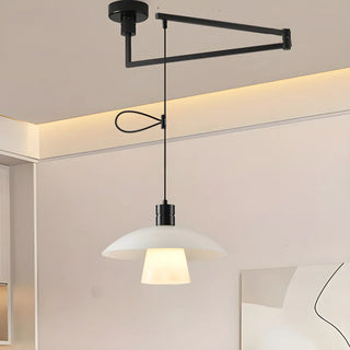ZOWALA - Modern Dining Room White Dome Adjustable Arm Pendant Light Image - 7