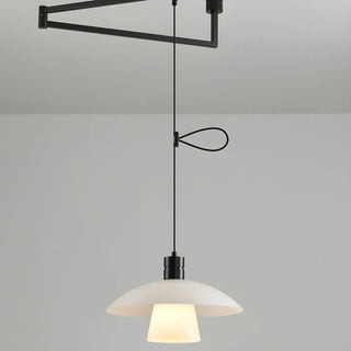 ZOWALA - Modern Dining Room White Dome Adjustable Arm Pendant Light Image - 8