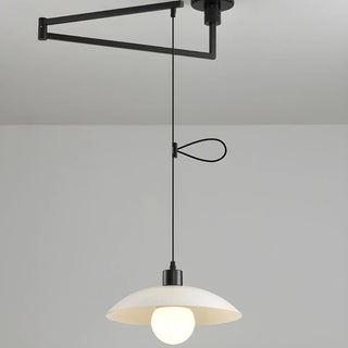 ZOWALA - Modern Dining Room White Dome Adjustable Arm Pendant Light Image - 9