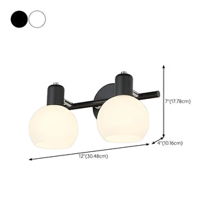 Modern 3-Light Glass Globe Black Vanity Light Fixture Zawala #size