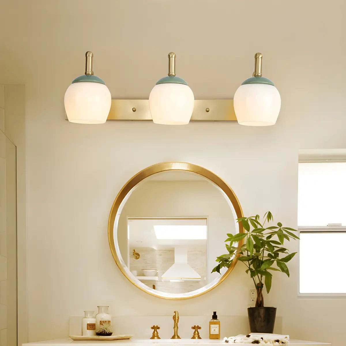 Glass Dome Brass Vanity Light