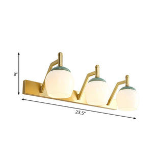 Elegant Bell Frosted Glass Shade Brass Vanity Light Zawala Image - 10