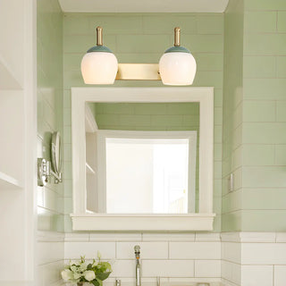 Elegant Bell Frosted Glass Shade Brass Vanity Light Zawala Image - 4