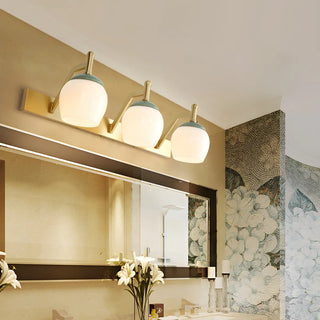 Elegant Bell Frosted Glass Shade Brass Vanity Light Zawala Image - 5
